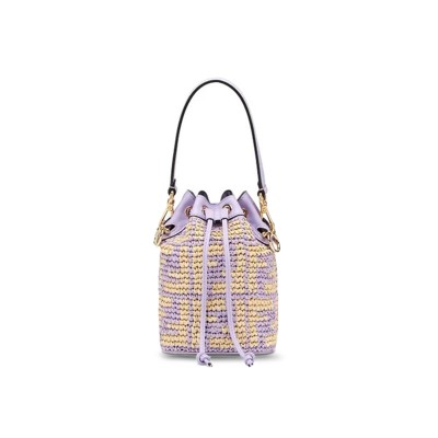 FENDI MINI MON TRESOR LOGO BUCKET BAG ANEMONE PURPLE 8BS010AD6JF1C6U (18*12*10cm)
